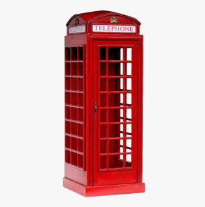 Red telephone box.